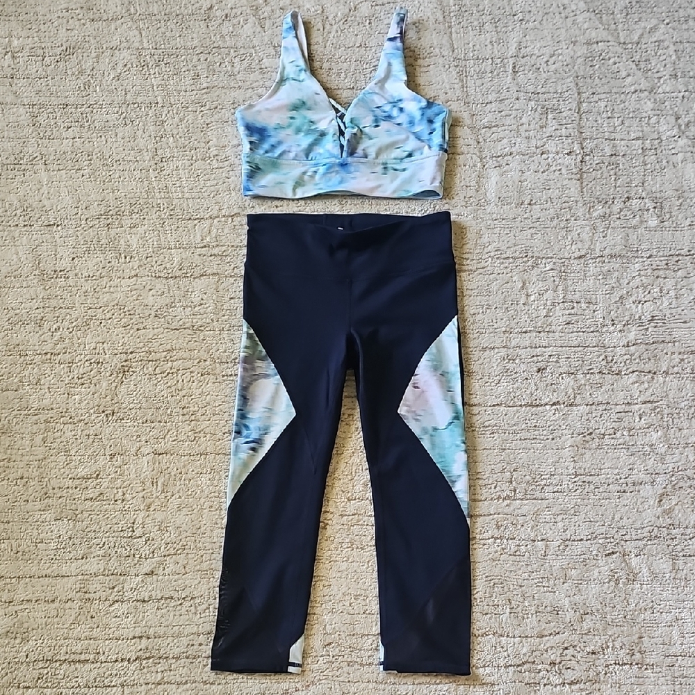 GAP Fit Ladies Leggings And Matching Top - Navy and Tie-Dye Athletic Set
